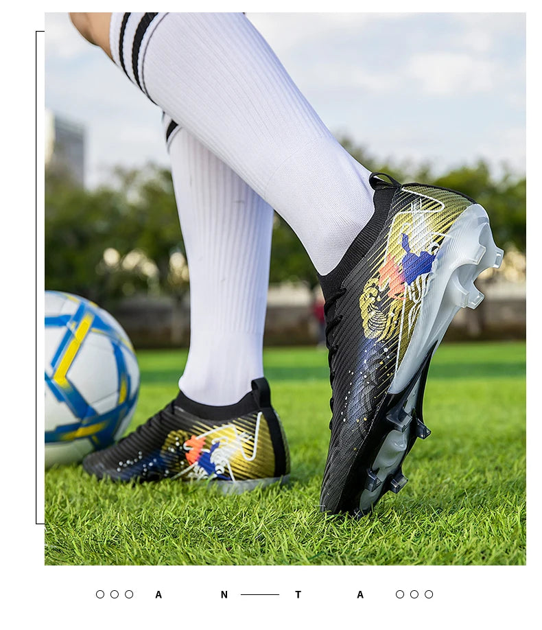New Men Football Boots Soccer Cleats FG Non-Slip Training Shoes Soccer Shoes Long Spikes Match Ultralight Outdoor Drop Shipping
