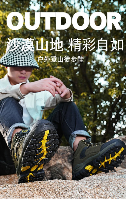 Outdoor Trekking Shoes autumn Winter Men Waterproof Hiking Shoes Mountain Boots Genuine Leather Woodland Hunting Tactical Shoes