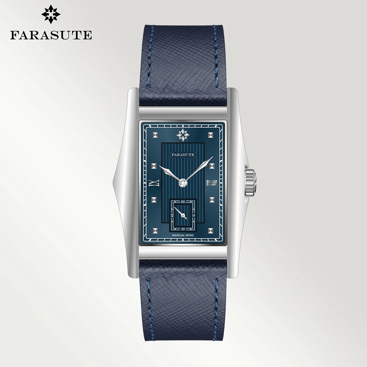 FARASUTE Creative Manual Square Customized Mechanical Movement Watch Men Luxury Sapphire Glass Small Second Wristwatches reloj