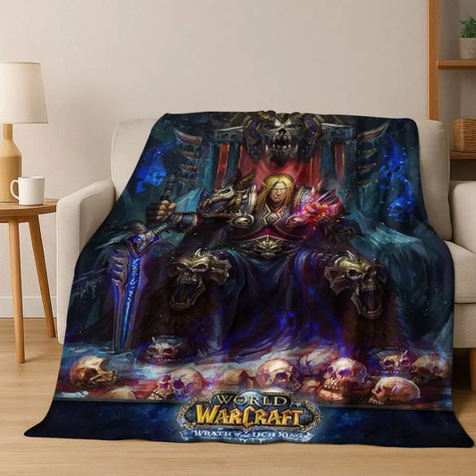 Coperta in flanella WOW World of Warcraft Arthas Demon Illidan Sylvanas, plaid morbido e confortevole per casa, camera da letto, letto, divano, copridivano, idea regalo