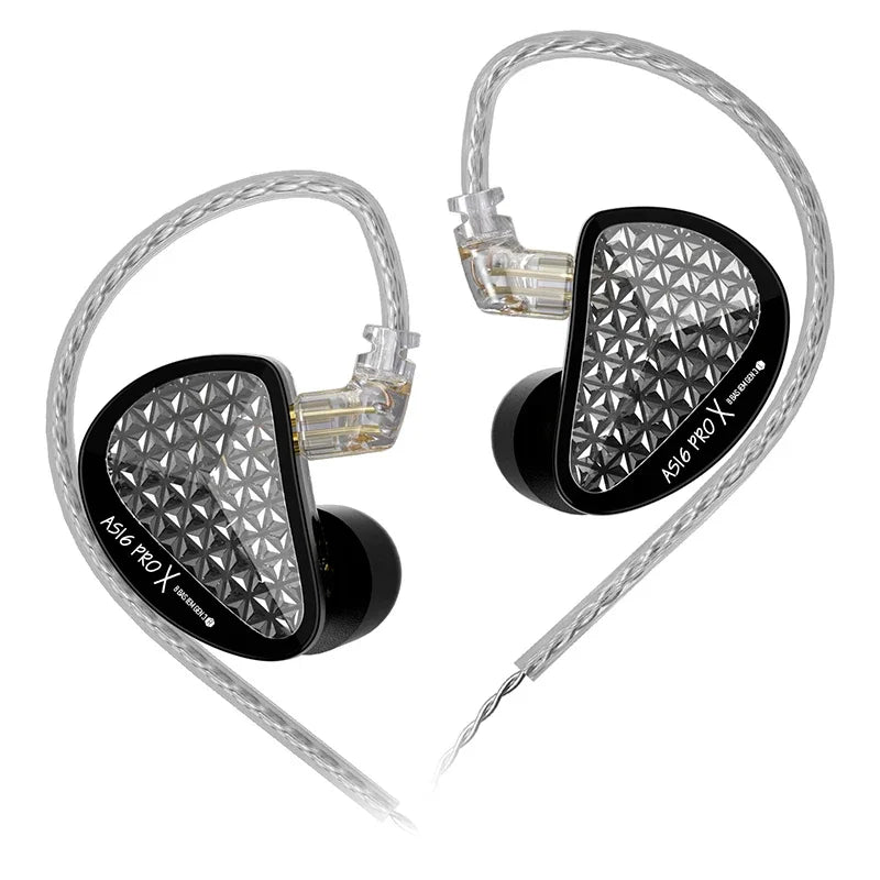 KZ AS16 PRO X HiFi-In-Ear-Monitor-Ohrhörer – Kabelgebundene Kopfhörer mit 8 Balanced-Armature-Treibern und Mikrofon