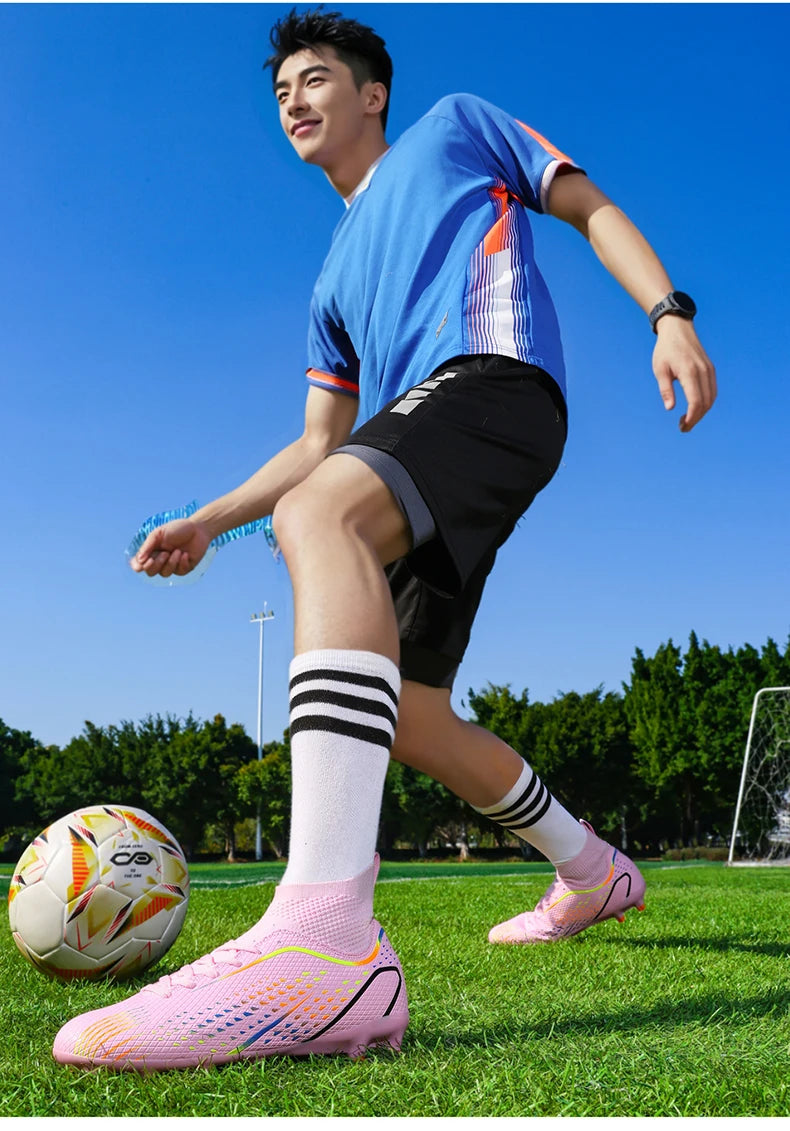 Zapatillas de fútbol para hombre, botas de fútbol profesionales para césped y futsal, unisex, para partidos en césped y entrenamiento al aire libre, tacos antideslizantes y transpirables