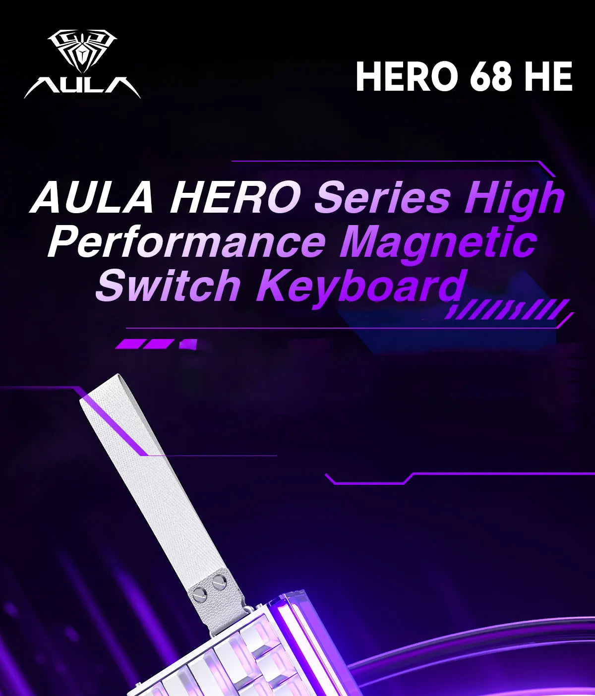 AULA HERO68 HE Tastatur mit Magnetschaltern, Rapid Trigger, 8K Polling Rate, Esports-Gaming-Tastatur, RGB, kabelgebundene mechanische Tastatur