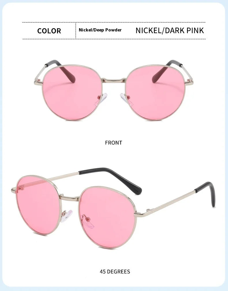 2025 New Straight Metal Sunglasses Boys And Girls, Small Oval Children's Glasses For Babies