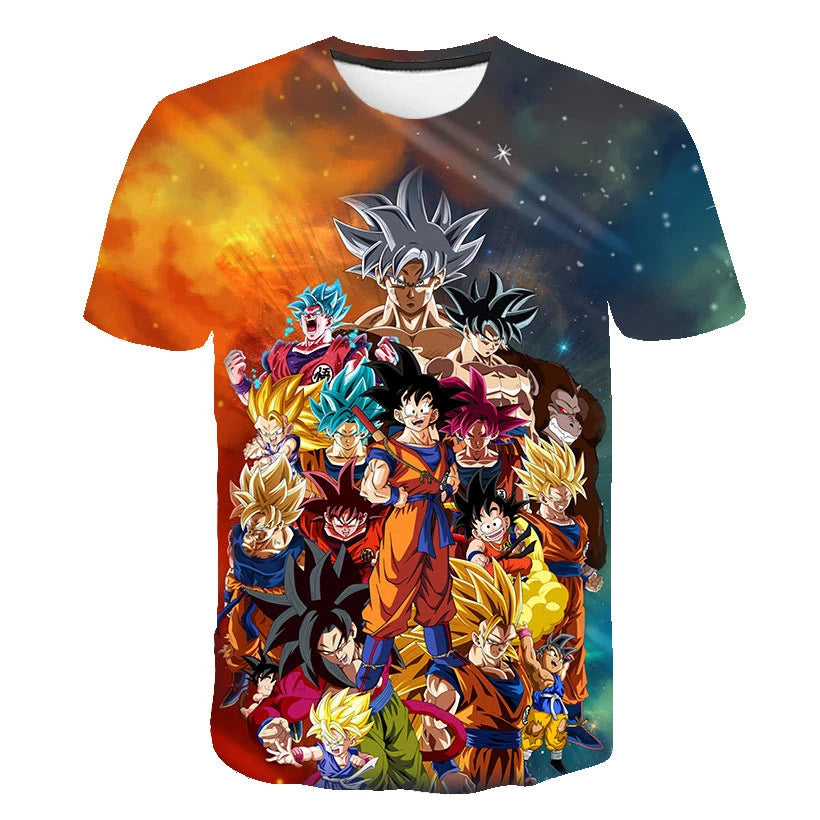 2024 New Fashion Dragon Ball 3D T-shirt Summer Short Sleeve O-Neck Goku Vegeta Men's Casual Shirt Boys'