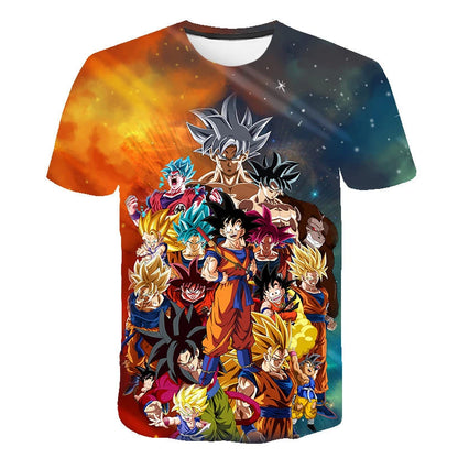 2024 New Fashion Dragon Ball 3D T-shirt Summer Short Sleeve O-Neck Goku Vegeta Men's Casual Shirt Boys'