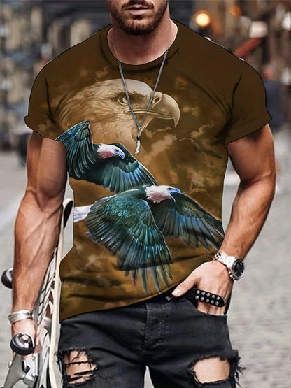 Fashion Eagle Graphic T Shirts Luxury T-Shirt Summer Men's T-Shirts Casual Tops Short Sleeve T-Shirt 3D Printing Men Clothing