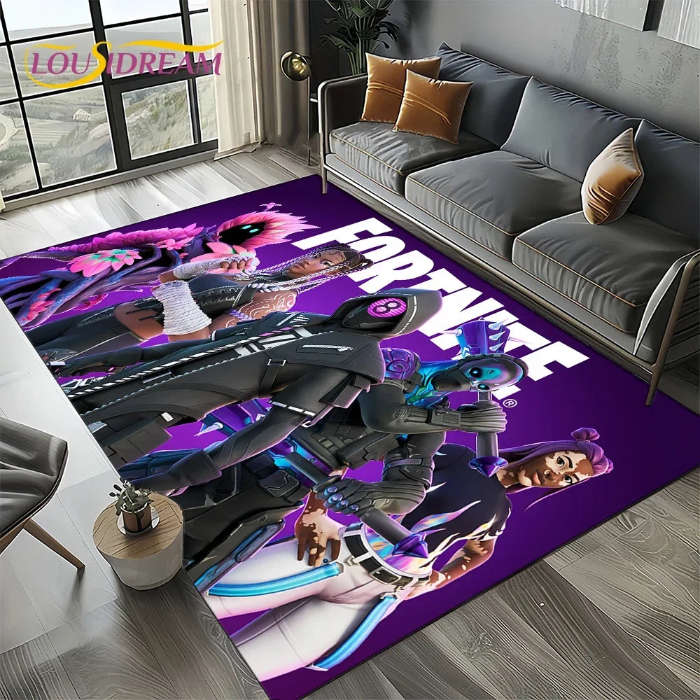 2025 Games 3D F-Fortnite Cartoon Carpet Rug for Living Room Bedroom Home Sofa Decoration, Kids Play Area Rug Non-slip Floor Mat