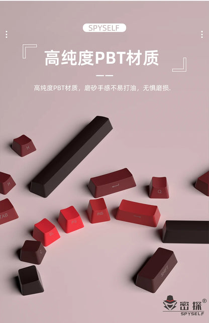 Nuovi keycap per tastiera meccanica da gaming 60/64/84/98/108 con switch MX, 135 tasti, profilo OEM, PBT, incisione laterale, sfumatura rosso e nero