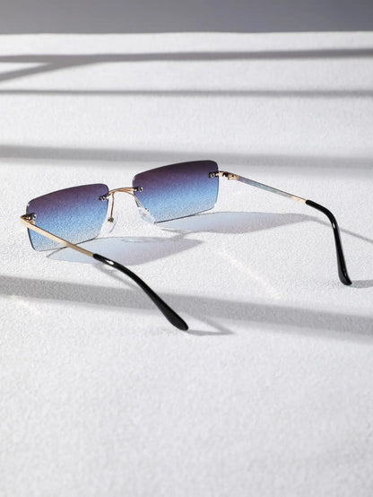 1/2PCS Unisex Metal Square Frame Fashio Rimless Sunglasses For Outdoor Beach Party