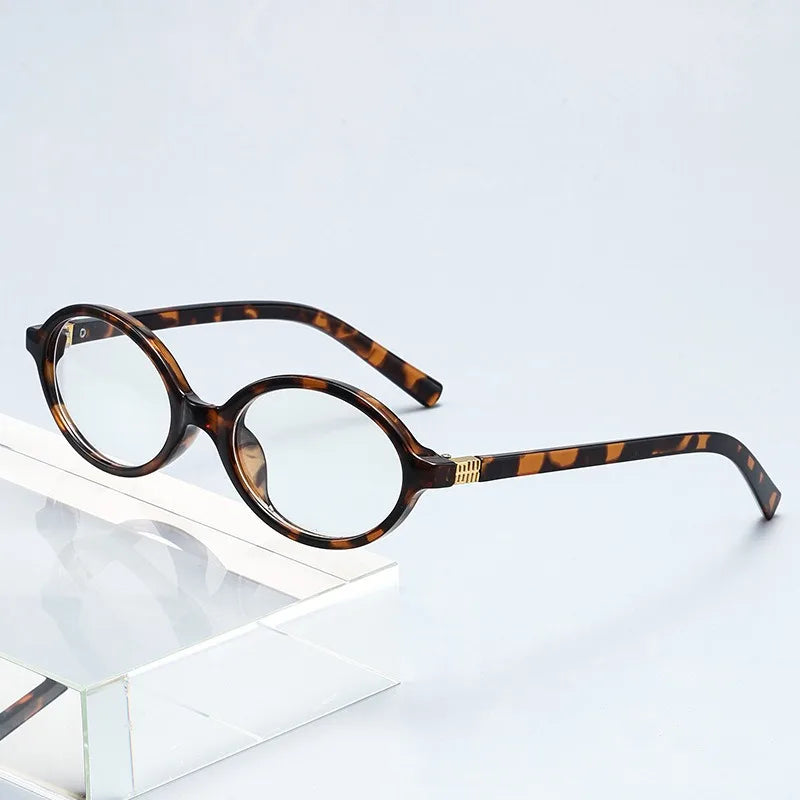 Small Fashion Oval Leopard Sunglasses Women Lovely Ins No Makeup Anti Blue Light Glasses Cute Decorative Computer Glasses 선글라