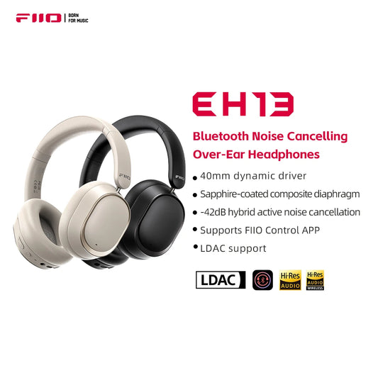 FiiO EH13 Wireless Noise Cancelling Headphones Bluetooth Over-Ear Headphones with Hybrid ANC, 45H Playtime, Travel Gaming Headphones
