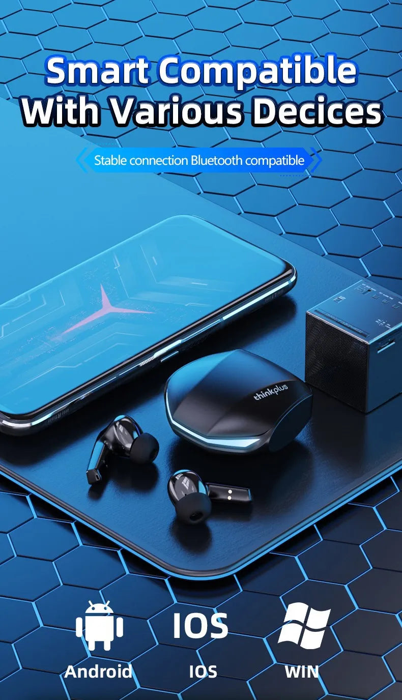 Auriculares inalámbricos Lenovo GM2 Pro TWS Bluetooth 5.3 – Auriculares HD con control táctil y micrófono, auriculares deportivos impermeables