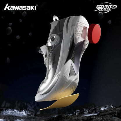 Kawasaki CROSS SPACE MID 2.0 Badminton Shoes Upgraded Shock-Absorbing Auto Knob Professional Sport Shoes Men 2024 New
