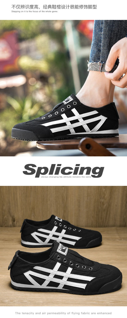 Men's Classic Running Shoes Lace-Up Flat Bottom Sports Shoes Soft Sole Walking Gym Breathable Couple Casual Canvas Tennis Shoes