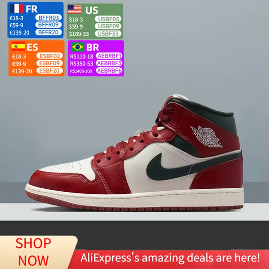 Nike Air Jordan 1 Mid Basketball Shoe Unisex - Classic Iconic Basketball Sneaker Comfortable and Versatile DQ8426-105