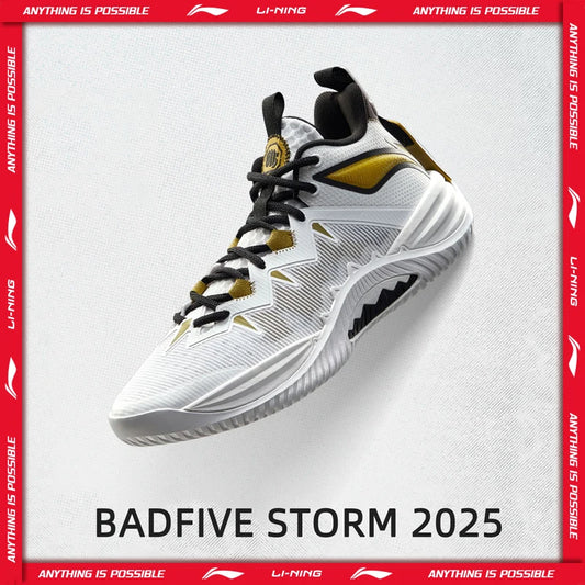 Li-Ning Men's BADFIVE STORM 2025 Outdoor Basketball Shoes BOOM Cushioning TUFF OS Wearable Li-Ning Sports Sneakers ABFV017