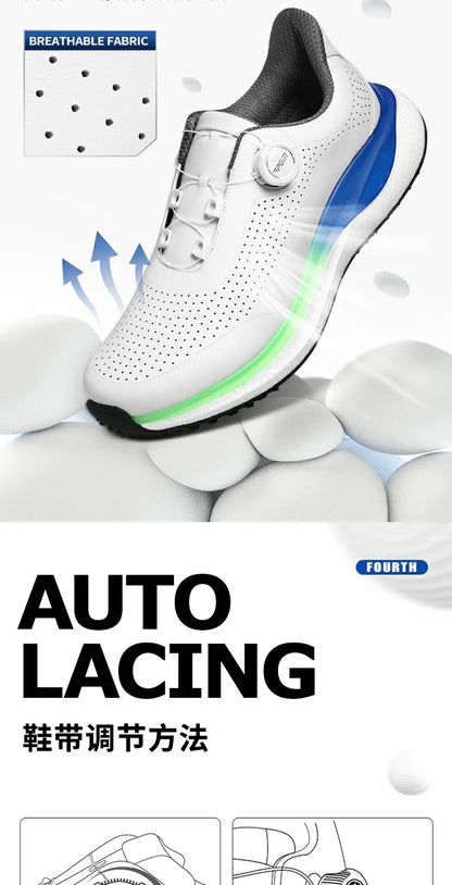 PGM Golf Men's Sports Sneakers Super Soft Popcorn Midsole Knob Lace Anti Slip Breathable Golf Shoes