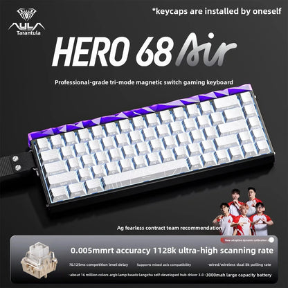 New AULA HERO68 Air 3-mode Magnetic Switch Gaming Mechanical Keyboard E-sport Custom Wired Keyboard Ergonomic Accessories