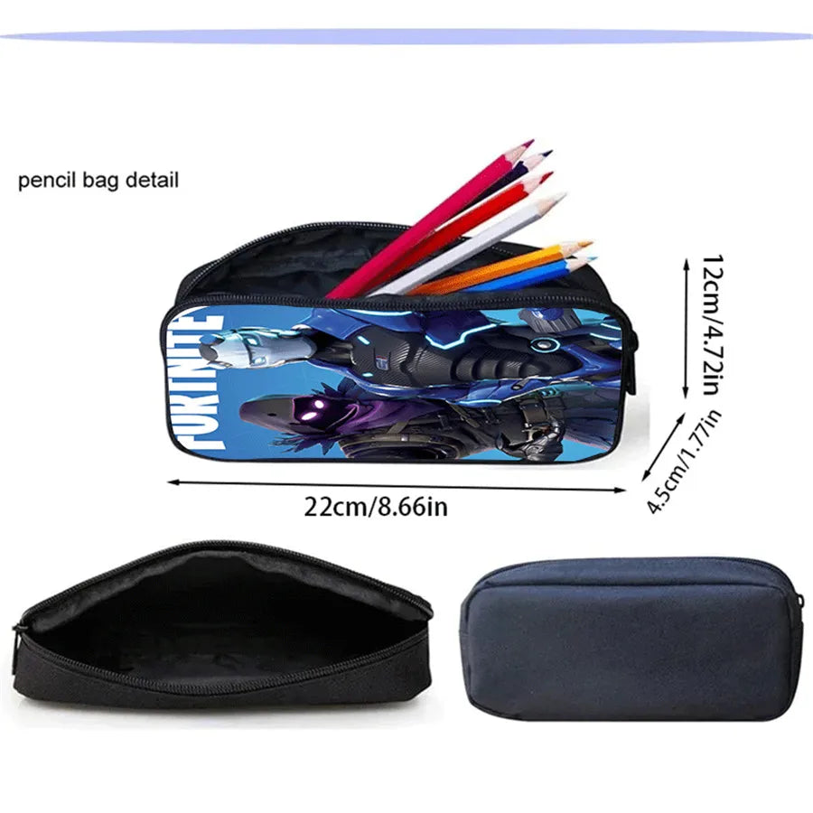Fortnite 3-piece cartoon set, unisex, includes: Backpack, Crossbody bag, And pencil case Lightweight and large capacity