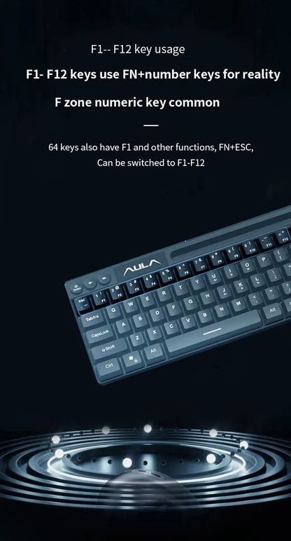 AULA F3061 Mechanical Touch Feel Keyboard 61 Keys Wired Mini Keyboard RGB Backlight Keyboard Desktop  Laptop Game Keyboard