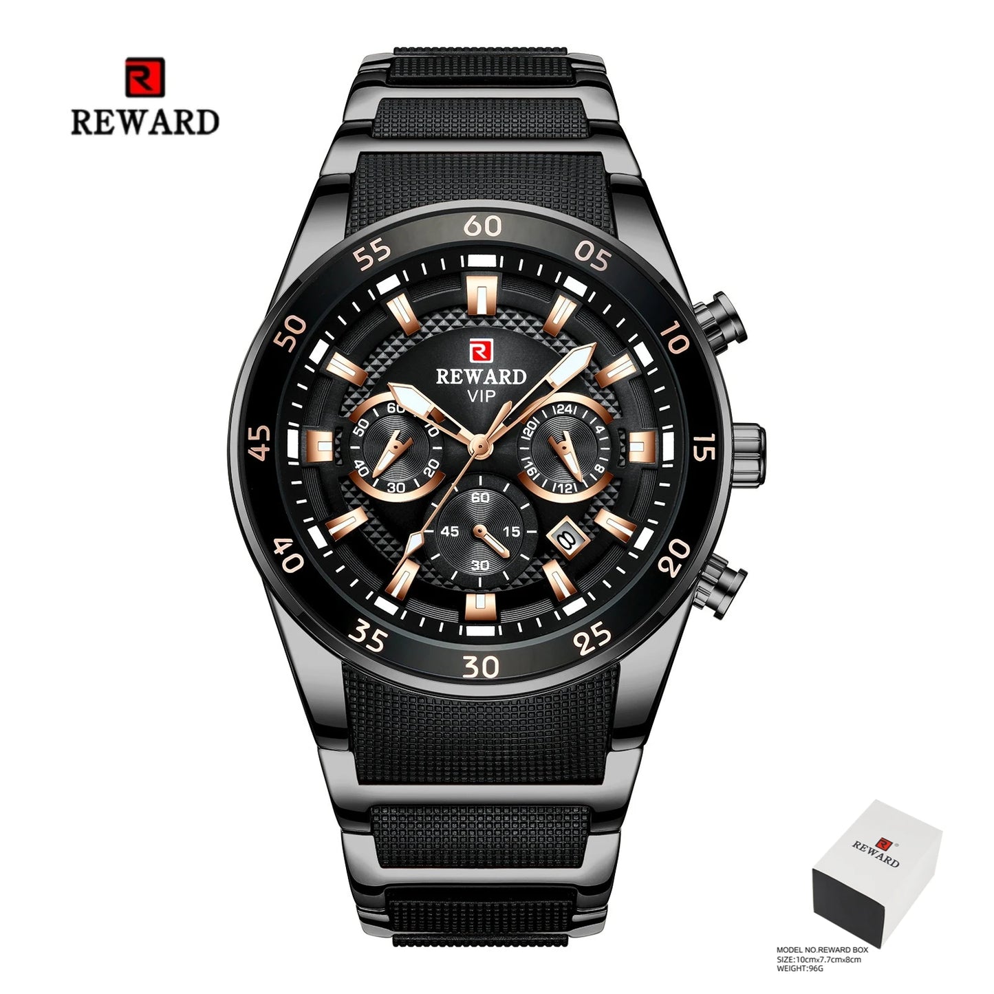 REWARD Relogios Masculino 81011M Sports Silicone Quartz Men's Watch Waterproof Calendar Chronograph Luminous Watches Men Часы