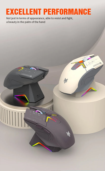 Ratón XUNSVFOX H2 inalámbrico Bluetooth de doble modo con iluminación RGB, para portátil, gaming y oficina, con carga magnética