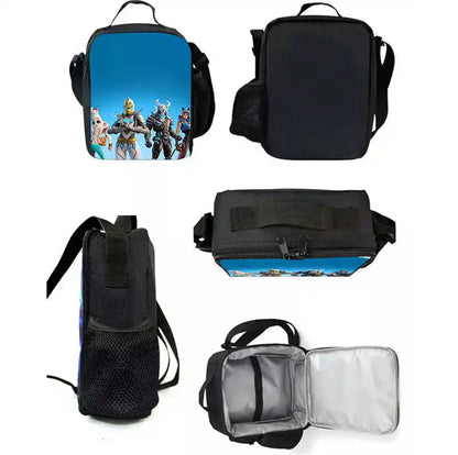 Lunch Bags for Children, Cartoon Fortnite School Picnic Bags for Girls and Boys, Kids Insulated Cooler Lunch Bags Portable Lightweight