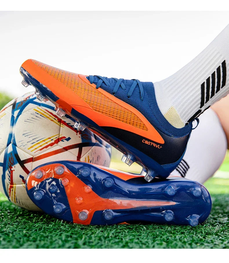 Nuove scarpe da calcio da uomo per esterno, traspiranti, antiscivolo, con tacchetti lunghi, per allenamento e partita, comode anche per ragazzi