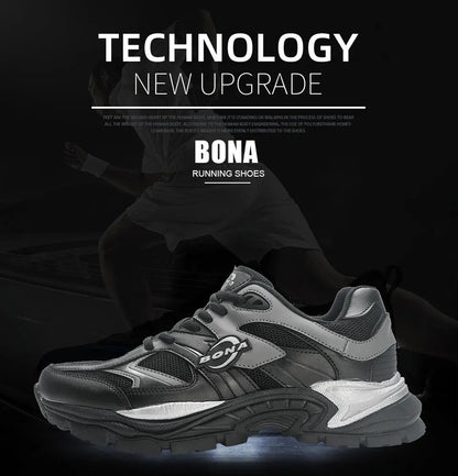 BONA  New Designers Breathable Road Running Shoes Casual Shoes Man Athletic Walking Footwea Men Outdoor Jogging r Mansculino