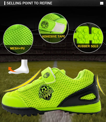 Boy Girl Tf Children's Football Shoes Hook Loop Football Boots No Spikes Lacrosse Beginner Cricket Shoes Baseball Shoes
