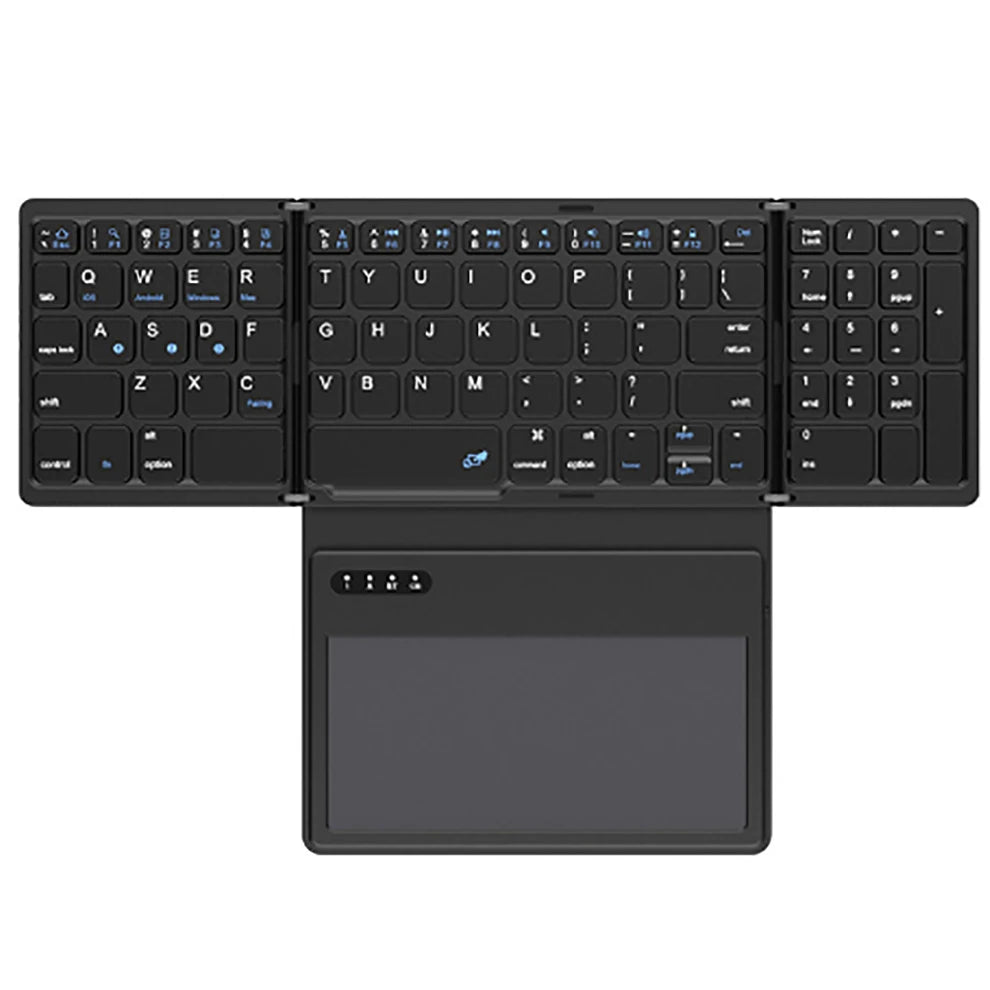 BOW Foldable Bluetooth Keyboard with Touchpad/Numberic Pad Portable Rechargeable Folding Wireless Keyboard for Tablet iPad