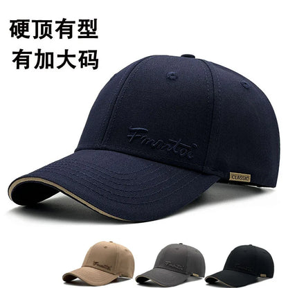 2026 New Men's Big Size Outdoor Sun Protection Baseball Cap, Hard Top Slim Face Fashion Peak Hat Unisex
