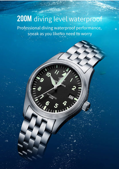 ADDIESDIVE Watch For Men MY-H2 Stainless Steel Classics Mechanical Watches NH35 200m Diving Luminous Analog Watch Reloj Hombre