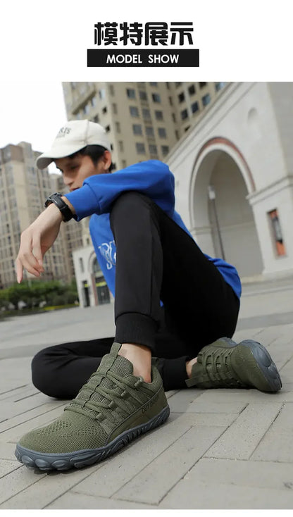 Scarpe da uomo semplici e leggere da trekking sportivo 2025, barefoot a punta larga, multifunzionali casual in mesh traspirante per camminare
