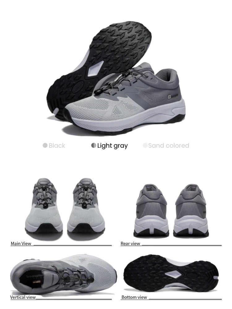 Baasploa Hiking Shoes Men Outdoor Waterproof Camping Resistant Non-Slip Sneakers Casual Lightweight Lace-Up Walking Shoes for Men