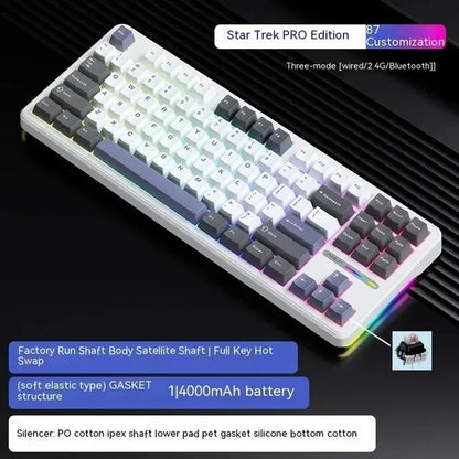 AULA F87 Pro Mechanical Keyboard 2.4g/Usb/Bluetooth Tri Mode Wireless 87 Key RGB PBT Gasket 5 Layer Silencing Full Key No Impact