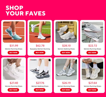 Baasploa Women’s Running Shoes Fashion Lightweight Mesh Non-Slip Jogging Sneakers Female Outdoor Breathable Colorful Casual Shoes