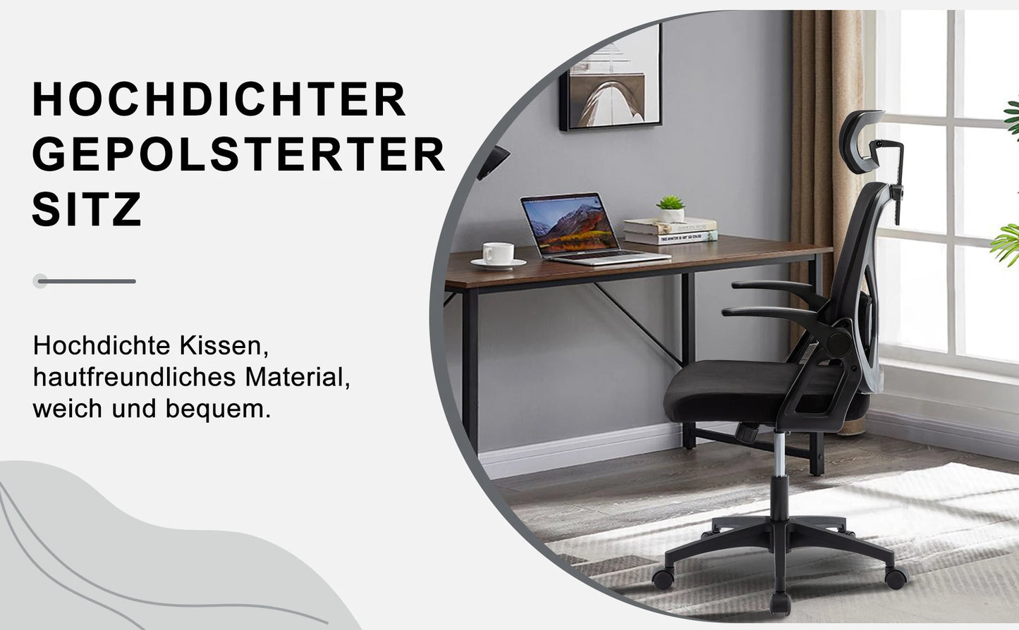 Symino Office Chair With Adjustable Headrest, Armrests, Lumbar Support, Ergonomic Office Chair, Rotating Rocker Function