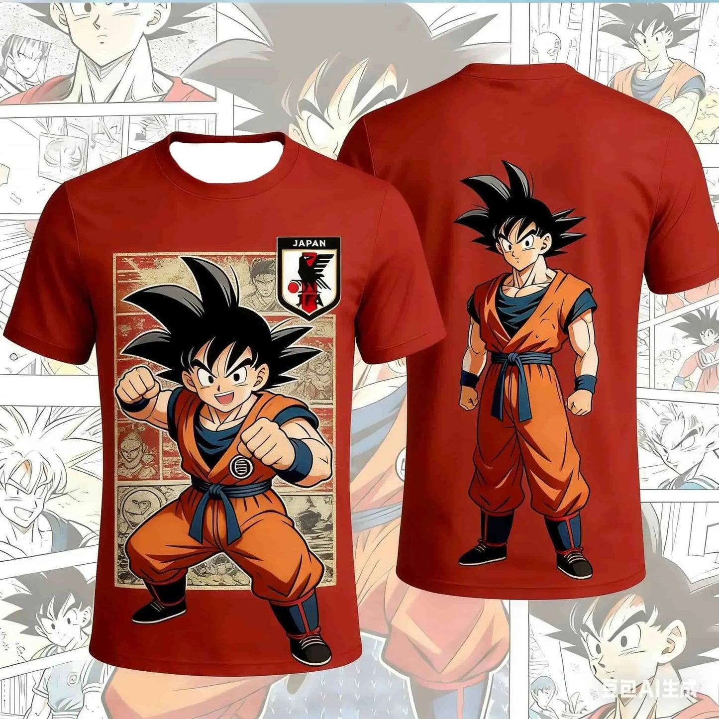 2026 Neues Bandai japanisches Anime Dragon Ball Son Goku x japanische Nationalmannschaft individuelles Fußballtrikot T-Shirt-Oberteil für Herren, Damen und Kinder