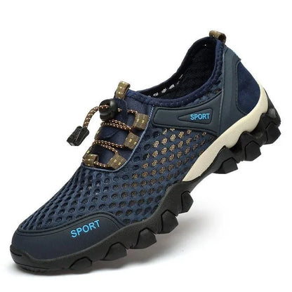 Summer Men's Mesh Sports Shoes, Fashion Mountaineering Breathable Lightweight Anti-Slip Shoes, Outdoor Travel Running Casual Shoes