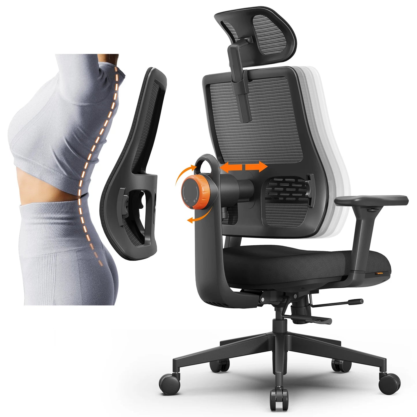 NEWTRAL Ergonomic Office Chair,Auto-Following Backrest,Adaptive Lower Back Support,Adjustable Headrest Seat Depth Computer Chair