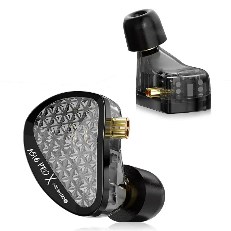 KZ AS16 PRO X HiFi-In-Ear-Monitor-Ohrhörer – Kabelgebundene Kopfhörer mit 8 Balanced-Armature-Treibern und Mikrofon
