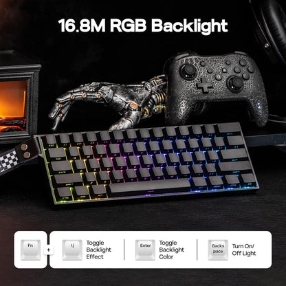 AULA Mini60 HE/Pro/Max Tastiera meccanica wireless 60% con switch magnetici RGB Tri Mode 8000Hz 0.01mmRT per PC, regali per gamer