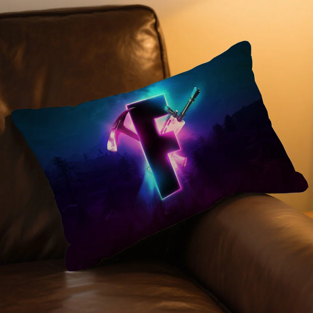 F-FORTNITE Game Logo Cushion Cover Rectangle Pillow Case Printing Bedside Sofa Room Home Decoration Pillowcase