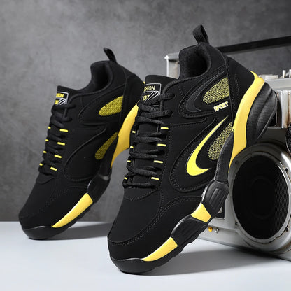 Trendige Colour-Block-Sneaker für Herren in Übergröße, bequeme, rutschfeste, geschnürte und robuste Freizeitschuhe für Outdoor-Aktivitäten von Herren