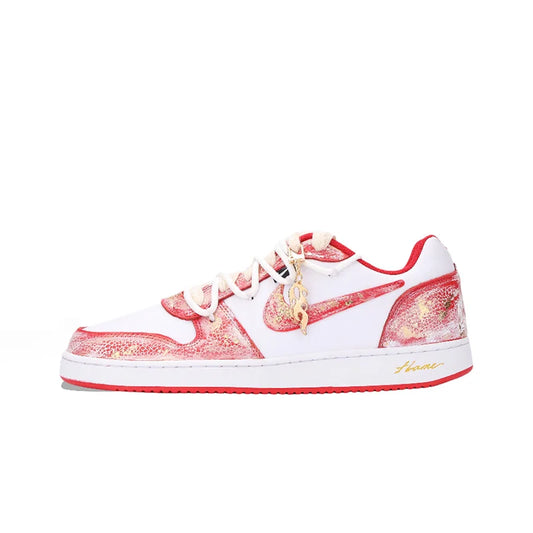 Custom Sneakers Nike EBERNON "Fiery Red Snake"  Gold Foil Craft  Vintage Distressed  Wear-Resistant  Low-Top Unisex Sneakers