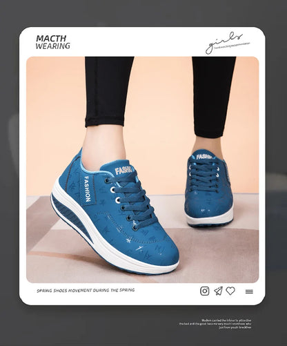 Scarpe casual da donna outdoor con suola spessa, platform alla moda, taglia grande 42, fondo piatto, scarpe sportive per camminata e corsa