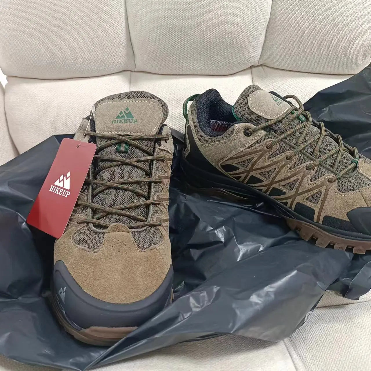HIKEUP New Arrival Men's Hiking Shoes Breathable Lace Up Trekking Male Cushioning Outdoor Climbing Tourism Sneakers for Men