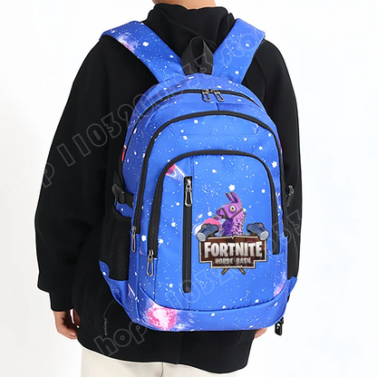 Раница Fortnite Starry Sky с голям капацитет, водоустойчива чанта за лаптоп с принт на игрови персонаж, ученическа раница за момчета и момичета за връщане в училище